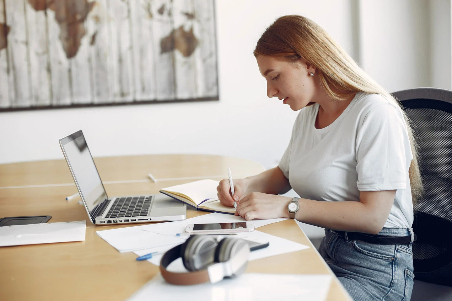 Adult student concentrating